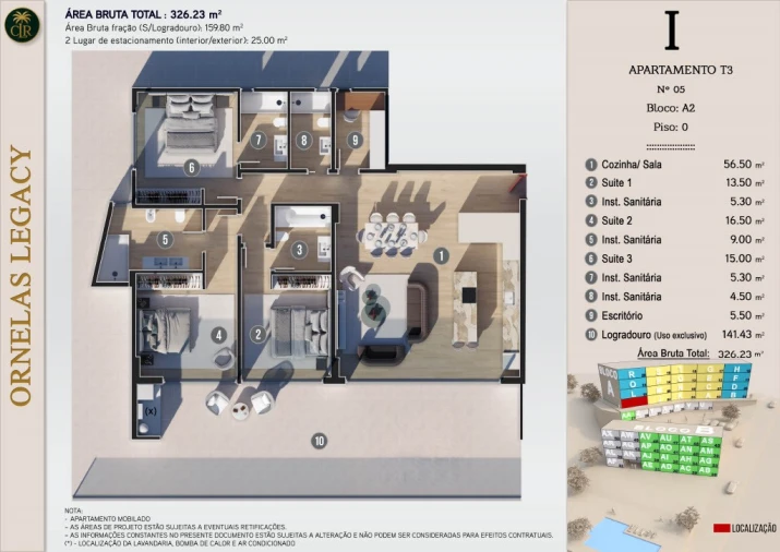 Apartamento T3 para Venda em Calheta Planta 1