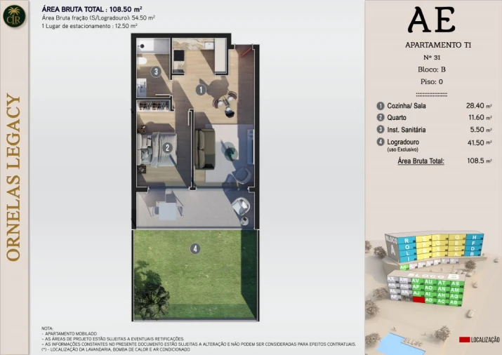 Apartamento T1 para Venda em Calheta Planta 1