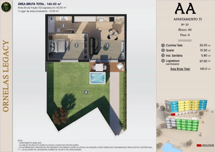 Apartamento T1 para Venda em Calheta Planta 1