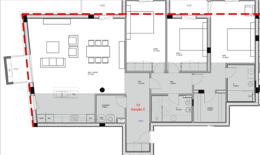 Apartamento T3 para Venda em São Bernardo Planta 1