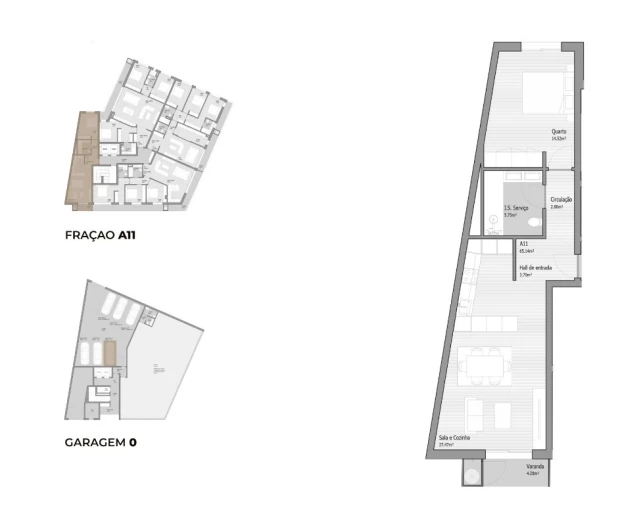 Apartamento T1 para Venda em Bougado (São Martinho e Santiago) Planta 1