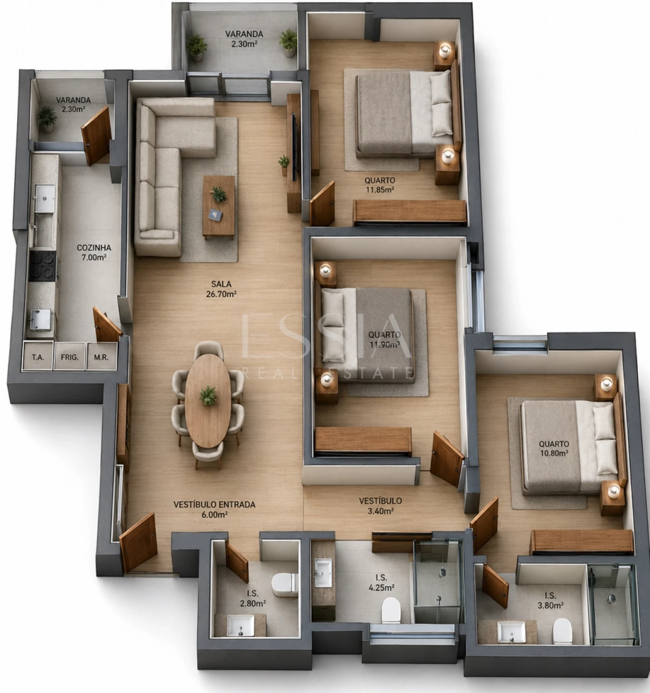 Apartamento T3 para Venda em Bonfim Planta 2