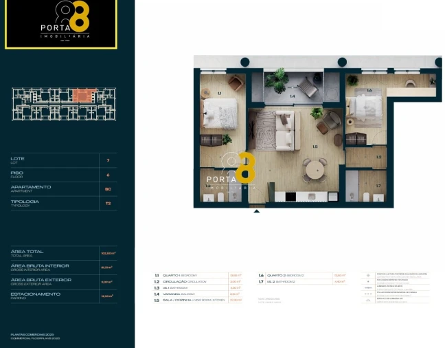 Apartamento T2 para Venda em Moreira Planta 1