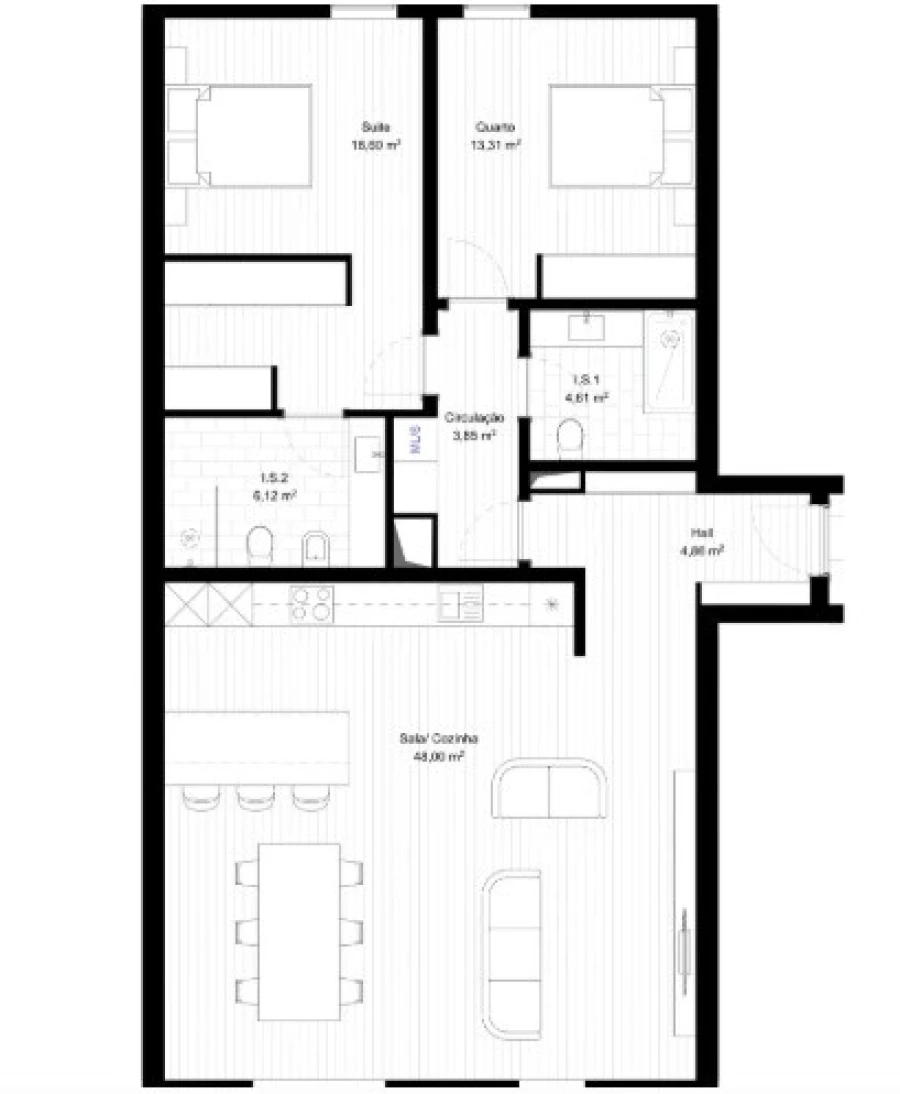 Apartamento T2 para Venda em Portimão Planta 1