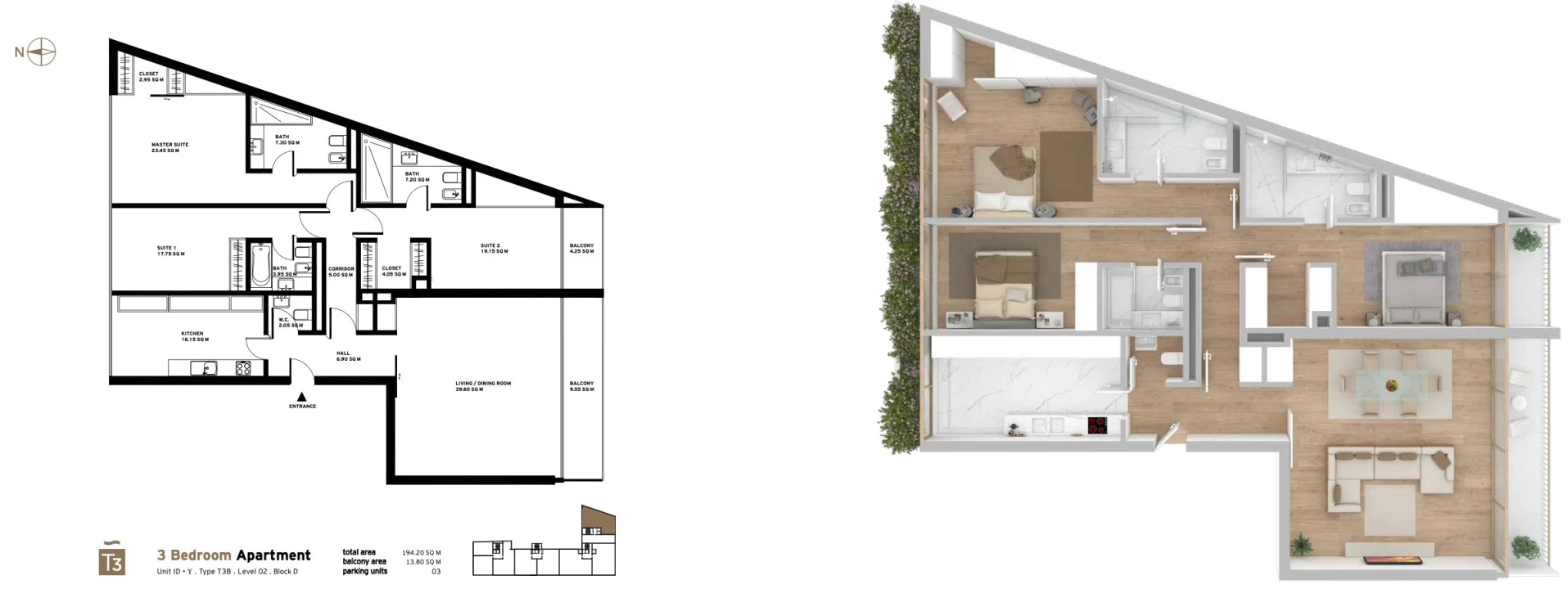 Apartamento T3 para Venda em Misericórdia Planta 2