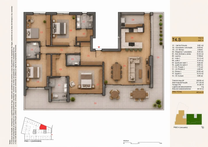 Apartamento T4 para Venda em Silvares, Pias, Nogueira e Alvarenga Planta 1