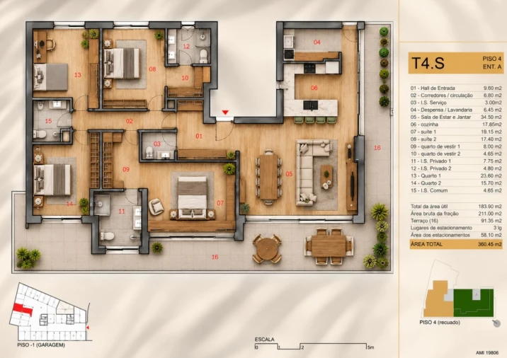 Apartamento T4 para Venda em Silvares, Pias, Nogueira e Alvarenga Planta 1
