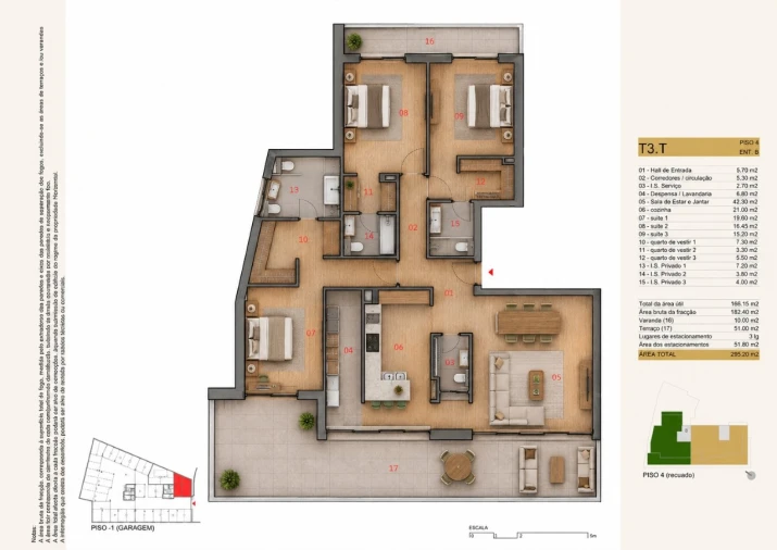 Apartamento T3 para Venda em Silvares, Pias, Nogueira e Alvarenga Planta 1