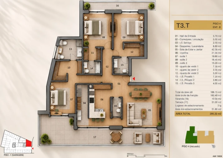 Apartamento T3 para Venda em Silvares, Pias, Nogueira e Alvarenga Planta 1