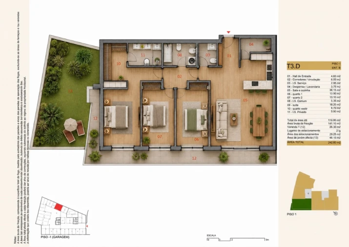 Apartamento T3 para Venda em Silvares, Pias, Nogueira e Alvarenga Planta 1