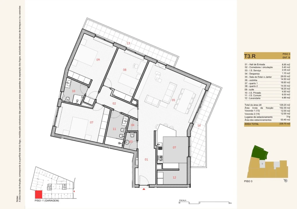 Apartamento T3 para Venda em Silvares, Pias, Nogueira e Alvarenga Planta 2
