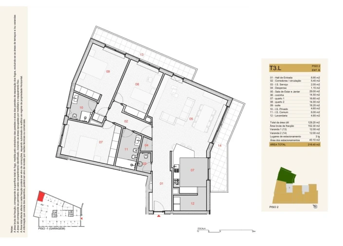Apartamento T3 para Venda em Silvares, Pias, Nogueira e Alvarenga Planta 1