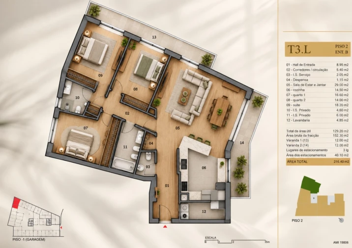 Apartamento T3 para Venda em Silvares, Pias, Nogueira e Alvarenga Planta 1