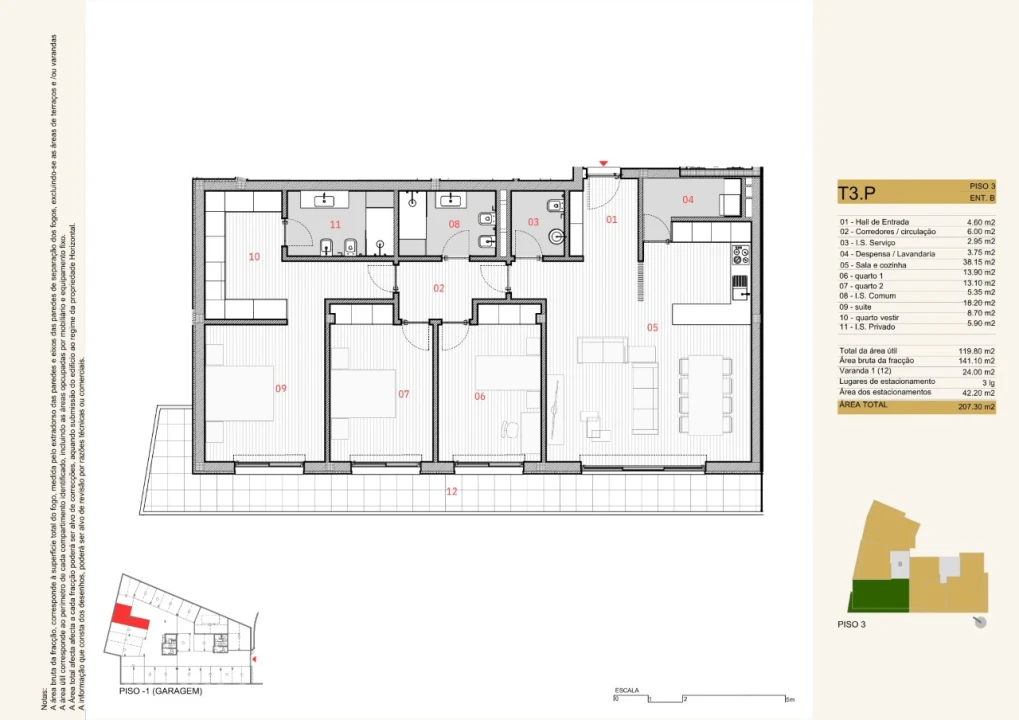 Apartamento T3 para Venda em Silvares, Pias, Nogueira e Alvarenga Planta 2
