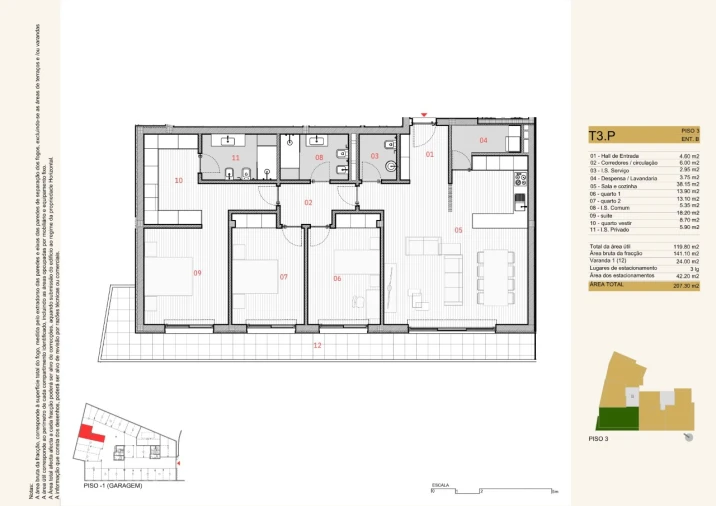 Apartamento T3 para Venda em Silvares, Pias, Nogueira e Alvarenga Planta 2