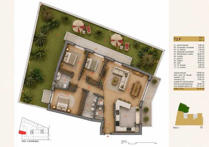 Apartamento T3 para Venda em Silvares, Pias, Nogueira e Alvarenga Planta 1