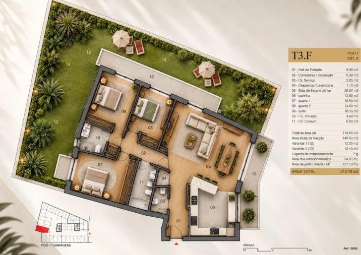 Apartamento T3 para Venda em Silvares, Pias, Nogueira e Alvarenga Planta 1