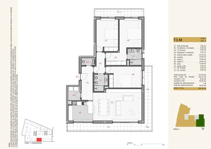 Apartamento T3 para Venda em Silvares, Pias, Nogueira e Alvarenga Planta 1