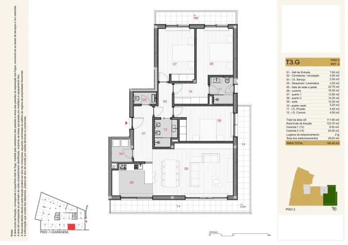 Apartamento T3 para Venda em Silvares, Pias, Nogueira e Alvarenga Planta 1