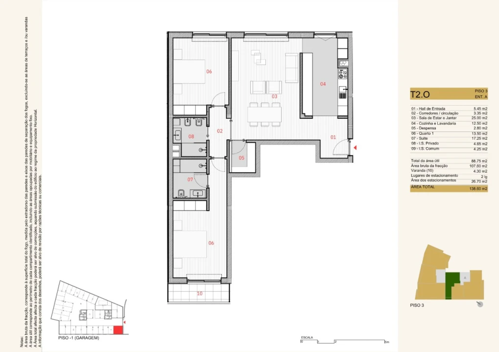 Apartamento T2 para Venda em Silvares, Pias, Nogueira e Alvarenga Planta 2
