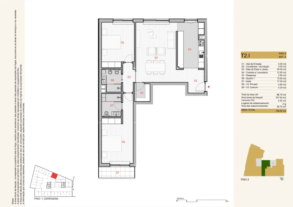 Apartamento T2 para Venda em Silvares, Pias, Nogueira e Alvarenga Planta 2