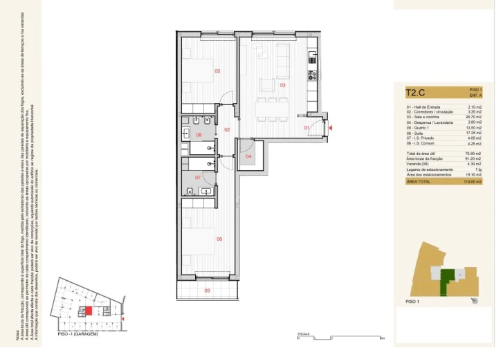 Apartamento T2 para Venda em Silvares, Pias, Nogueira e Alvarenga Planta 1