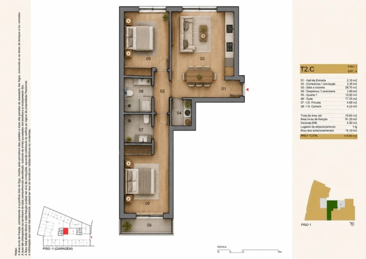 Apartamento T2 para Venda em Silvares, Pias, Nogueira e Alvarenga Planta 1