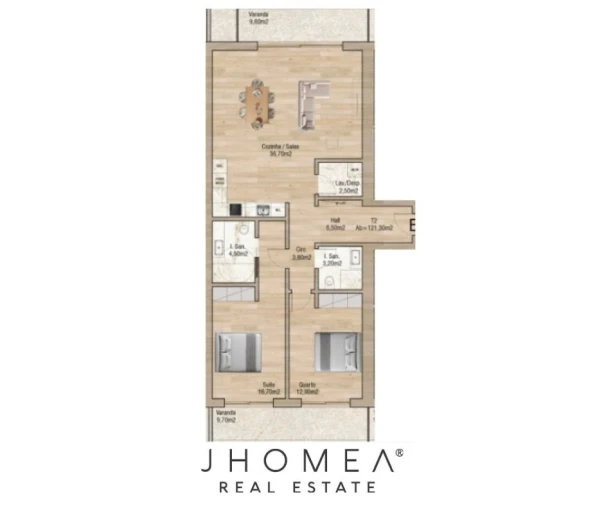 Apartamento T2 para Venda em Glória e Vera Cruz Planta 1