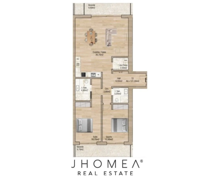 Apartamento T2 para Venda em Glória e Vera Cruz Planta 2