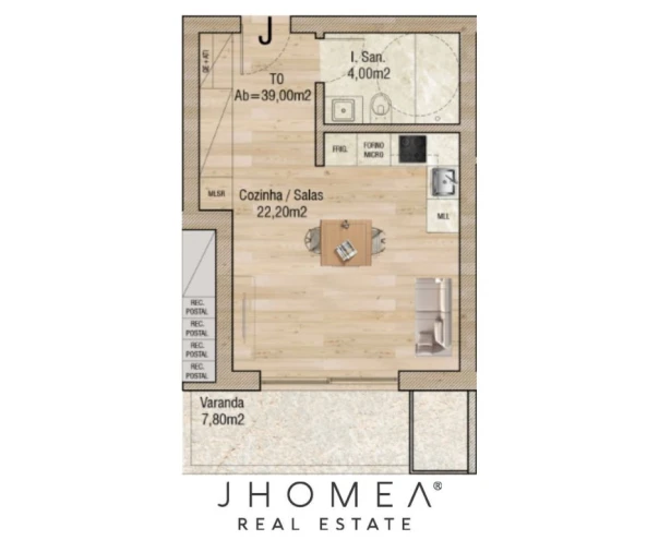 Apartamento T0 para Venda em Glória e Vera Cruz Planta 1