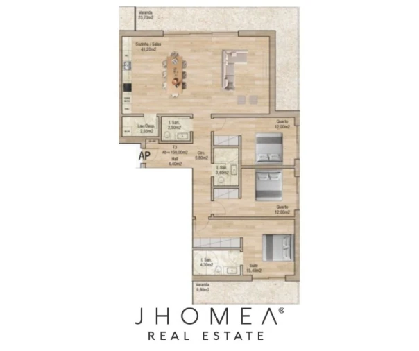 Apartamento T3 para Venda em Glória e Vera Cruz Planta 1