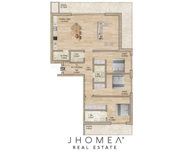 Apartamento T3 para Venda em Glória e Vera Cruz Planta 2