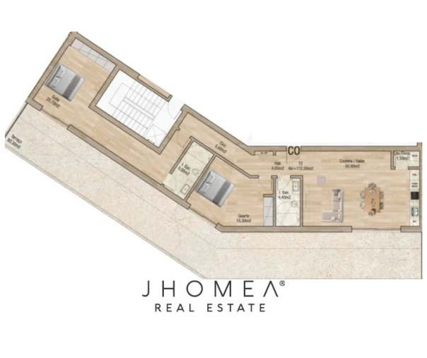 Apartamento T2 para Venda em Glória e Vera Cruz Planta 2