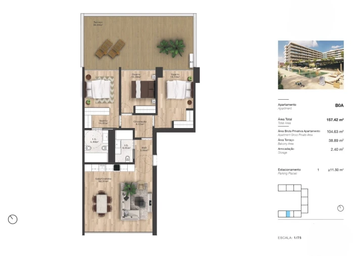 Apartamento T3 para Venda em Faro (Sé e São Pedro) Planta 1