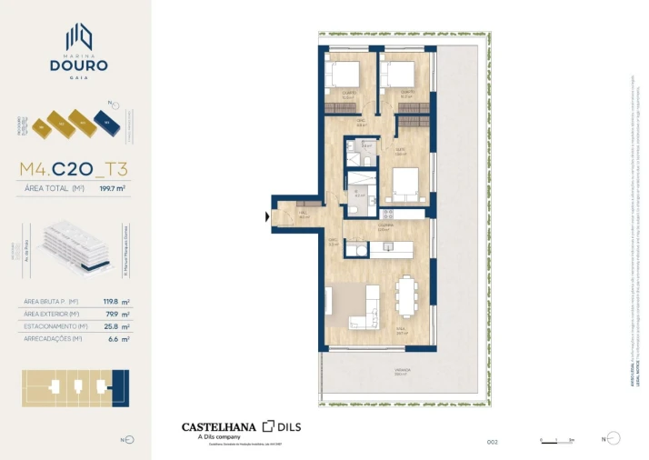 Apartamento T3 para Venda em Canidelo Planta 1