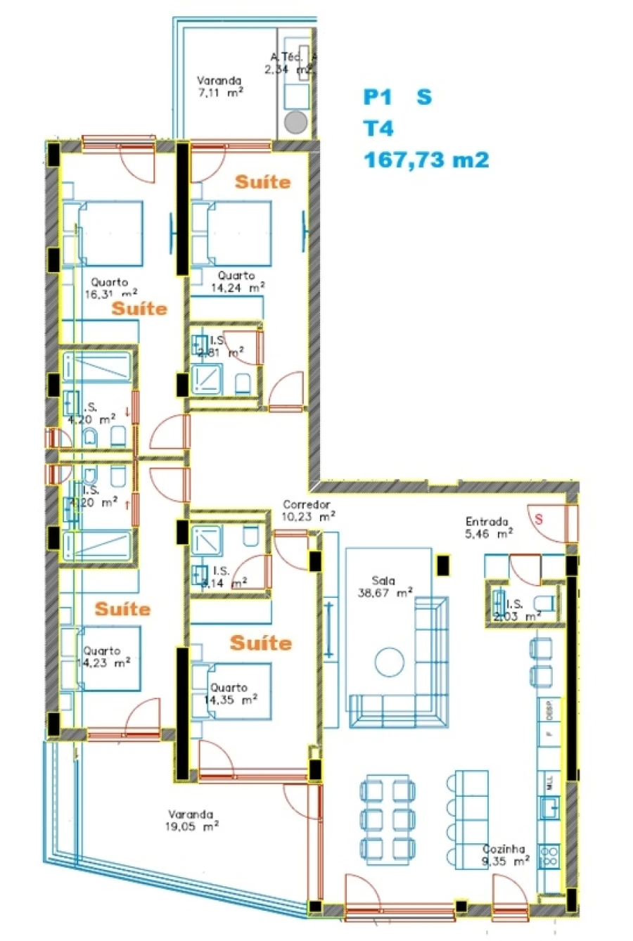 Apartamento T4 para Venda em Santo Antonio dos Olivais Planta 2