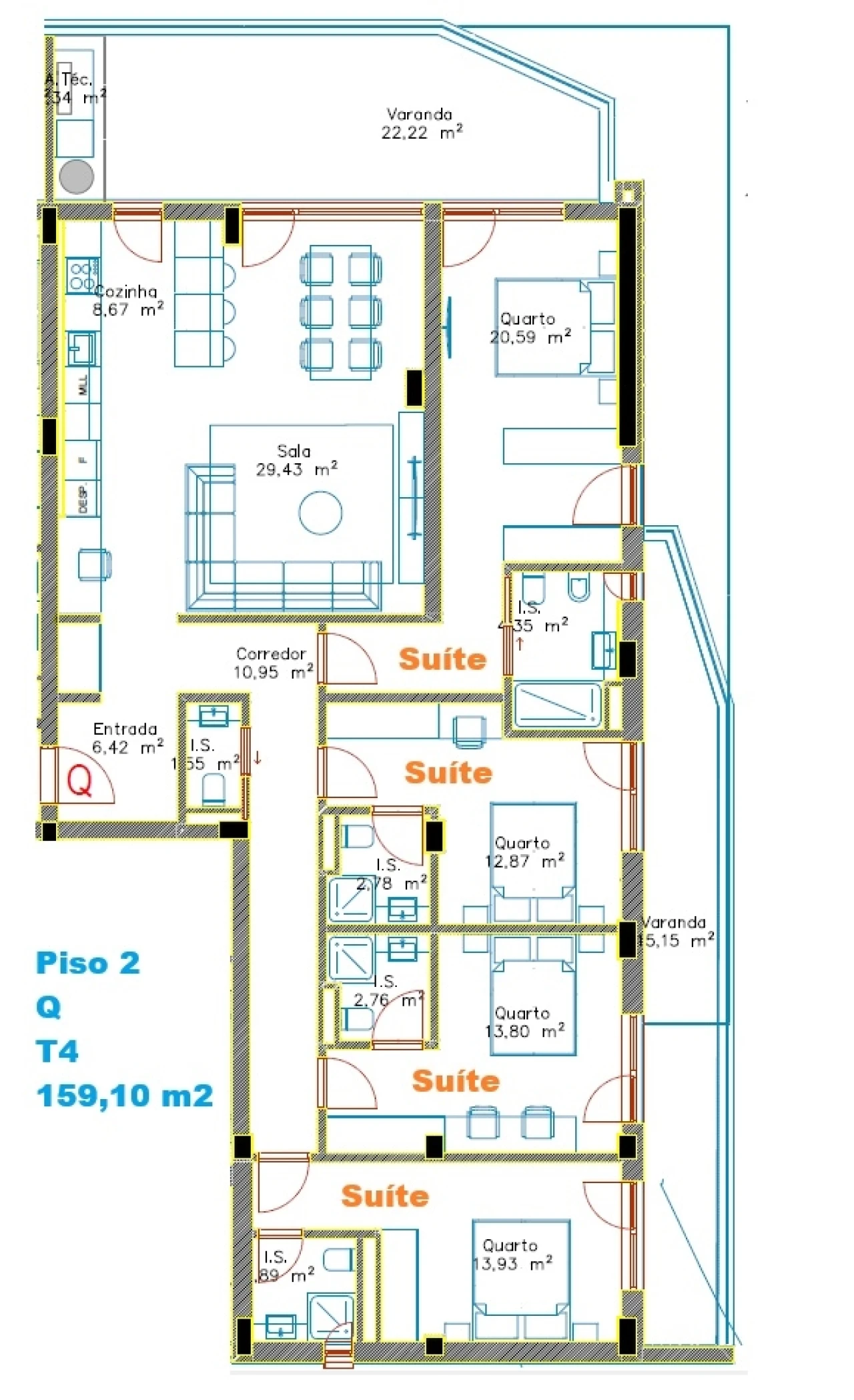 Apartamento T4 para Venda em Santo Antonio dos Olivais Planta 2