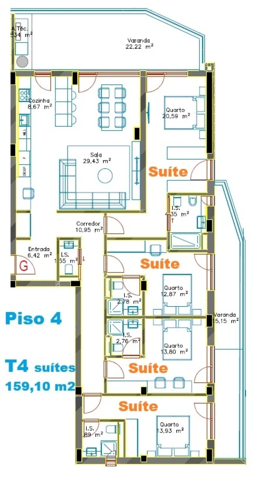 Apartamento T4 para Venda em Santo Antonio dos Olivais Planta 2