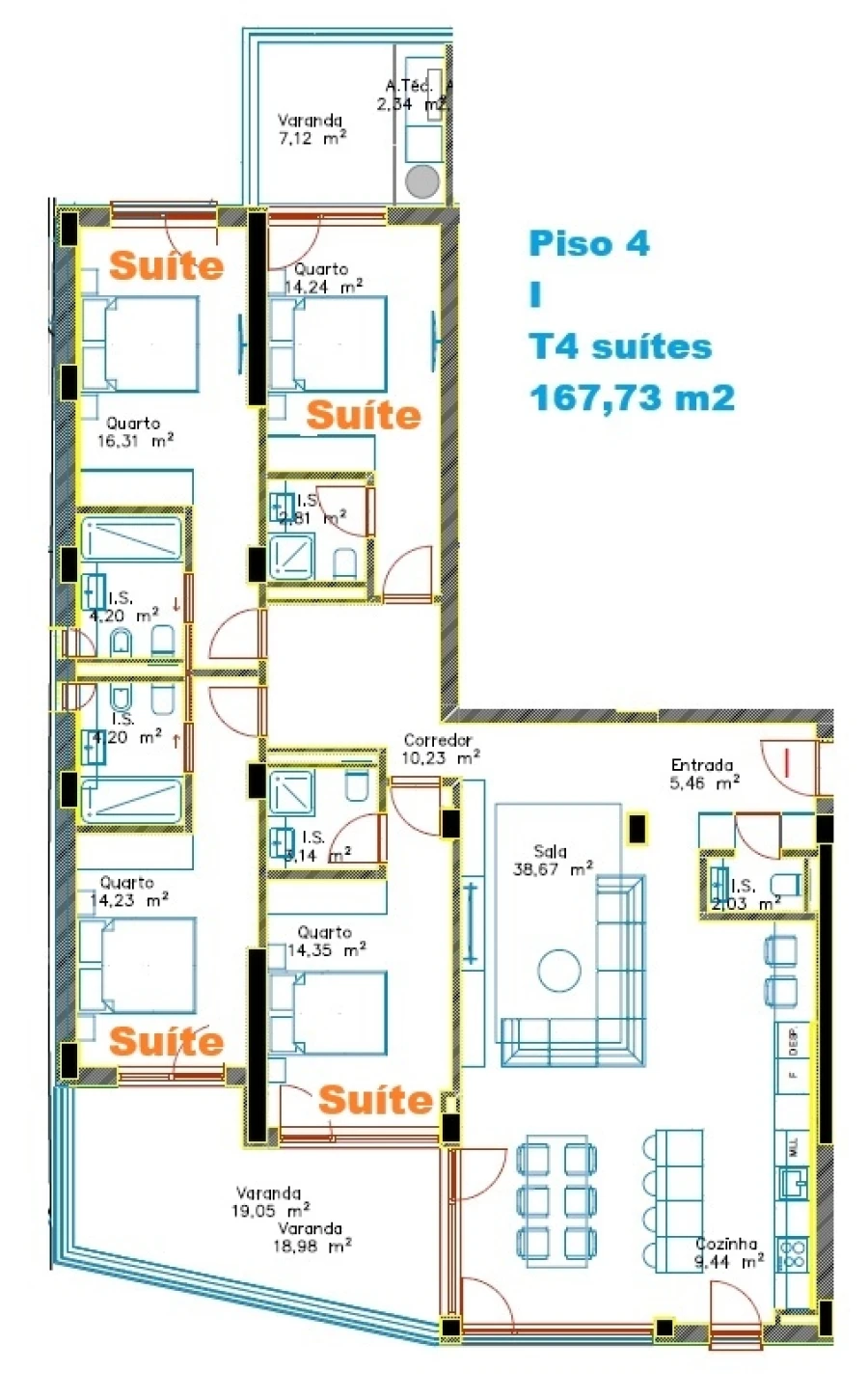 Apartamento T4 para Venda em Santo Antonio dos Olivais Planta 2