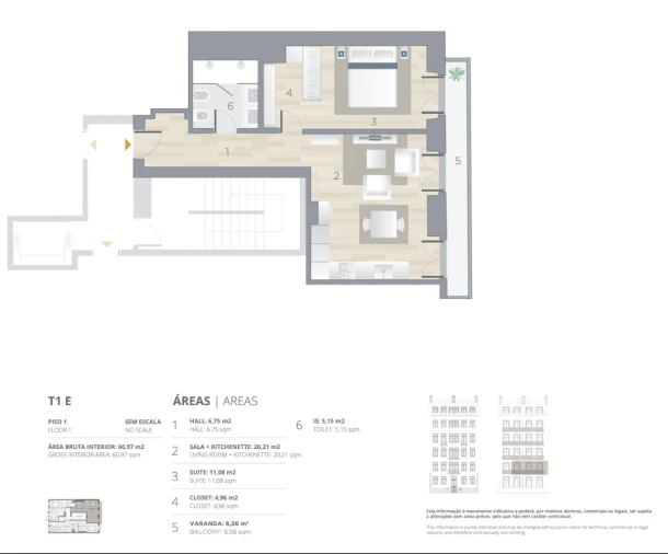 Apartamento T1 para Venda em Arroios Planta 1
