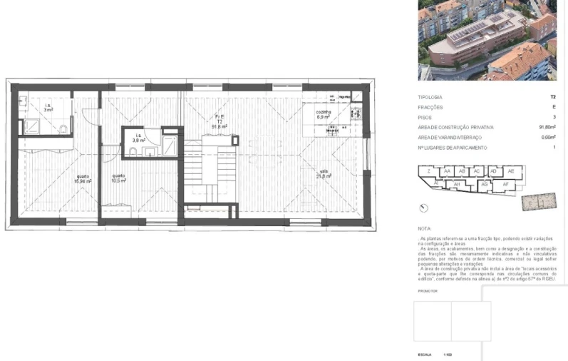 Apartamento T2 para Venda em Ramalde Planta 1