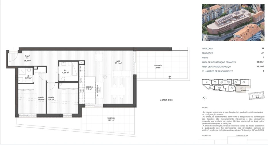 Apartamento T2 para Venda em Ramalde Planta 1
