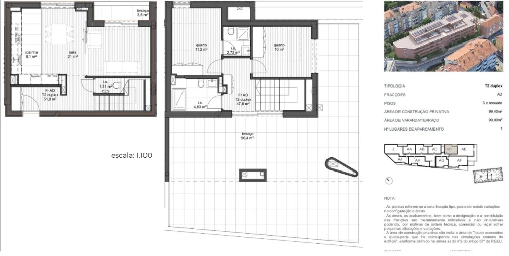 Apartamento T2 para Venda em Ramalde Planta 1