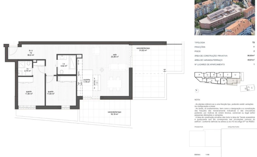 Apartamento T2 para Venda em Ramalde Planta 1