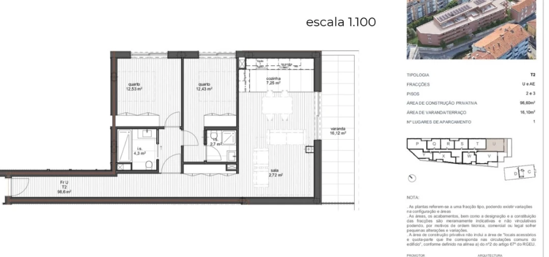 Apartamento T2 para Venda em Ramalde Planta 1