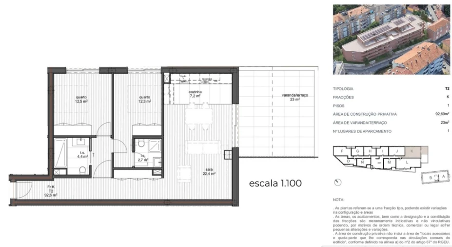Apartamento T2 para Venda em Ramalde Planta 1