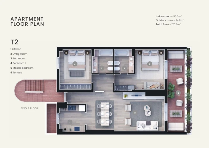 Apartamento T2 para Venda em Albufeira e Olhos de Água Planta 1