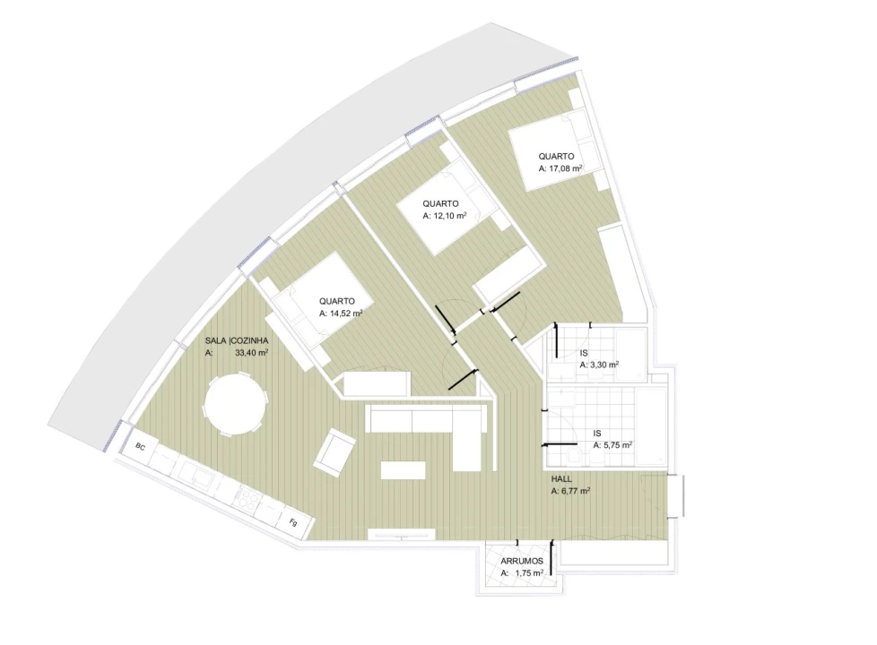 Apartamento T3 para Venda em Santa Maria Maior e Monserrate e Meadela Planta 2