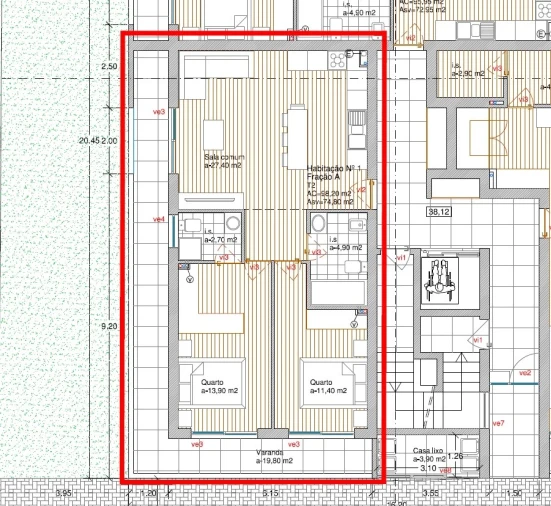 Apartamento T2 para Venda em Ribeirão Planta 1