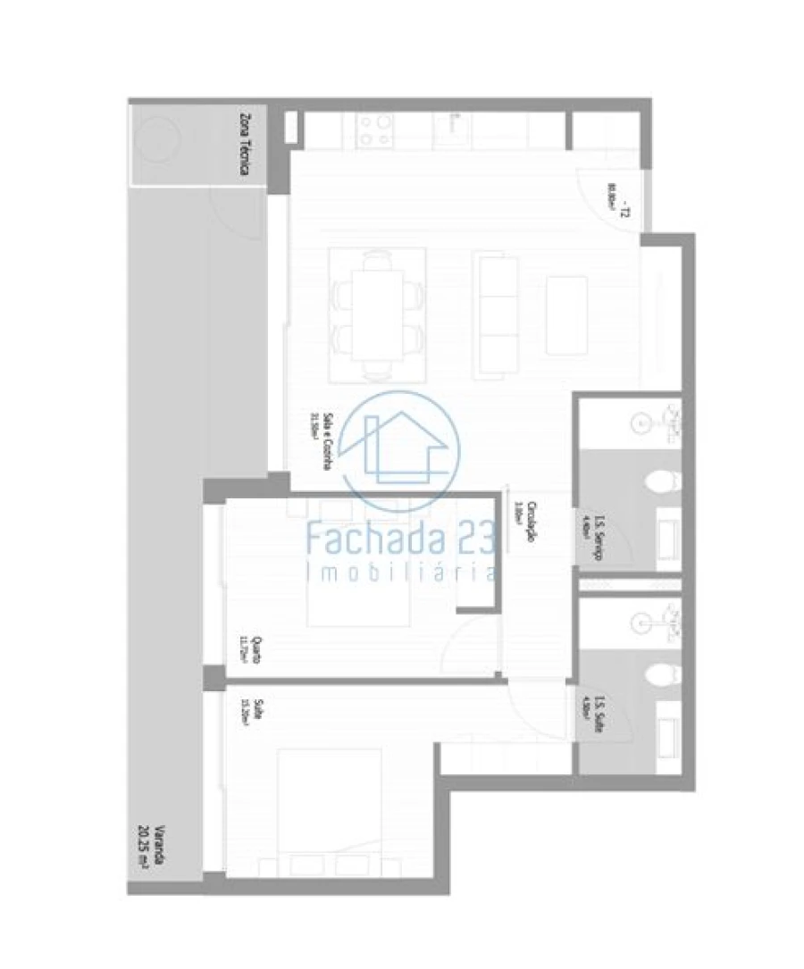 Apartamento T2 para Venda em Fânzeres e São Pedro da Cova Planta 1